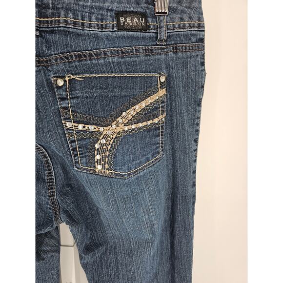 Beau Dawson Womens Sz 12 Slim Leg Blue Jeans Medium Wash Bling Pockets - Picture 4 of 5